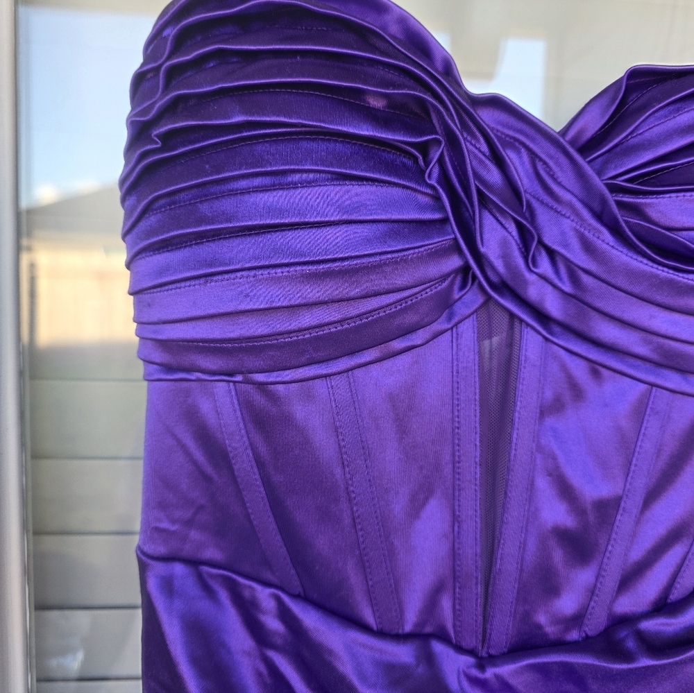 Emerald Sundae Purple Strapless Evening Corset Gown XL Slit Party Cocktail Prom - Picture 14 of 16